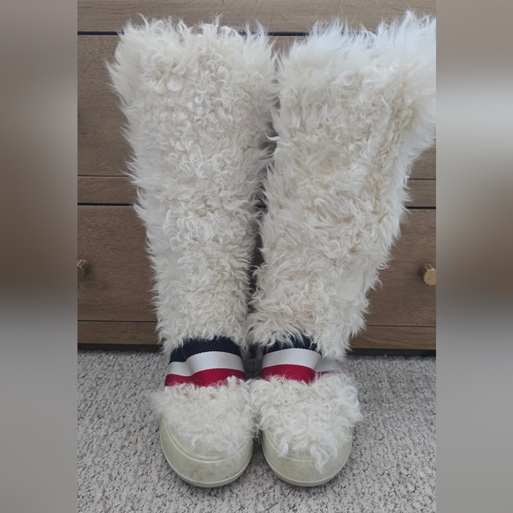 Moncler Shoes - Moncler White Furry Winter Boots